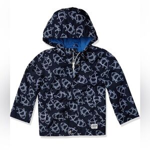 Oshkosh B’gosh shark print rain slicker. Navy and white. Size 18 mos. Hooded
